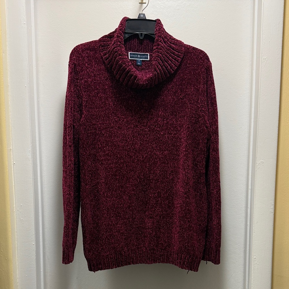 Karen Scott Burgundy Cowl Neck Sweater